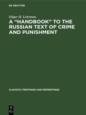 cover image of A "Handbook" to the Russian Text of Crime and Punishment